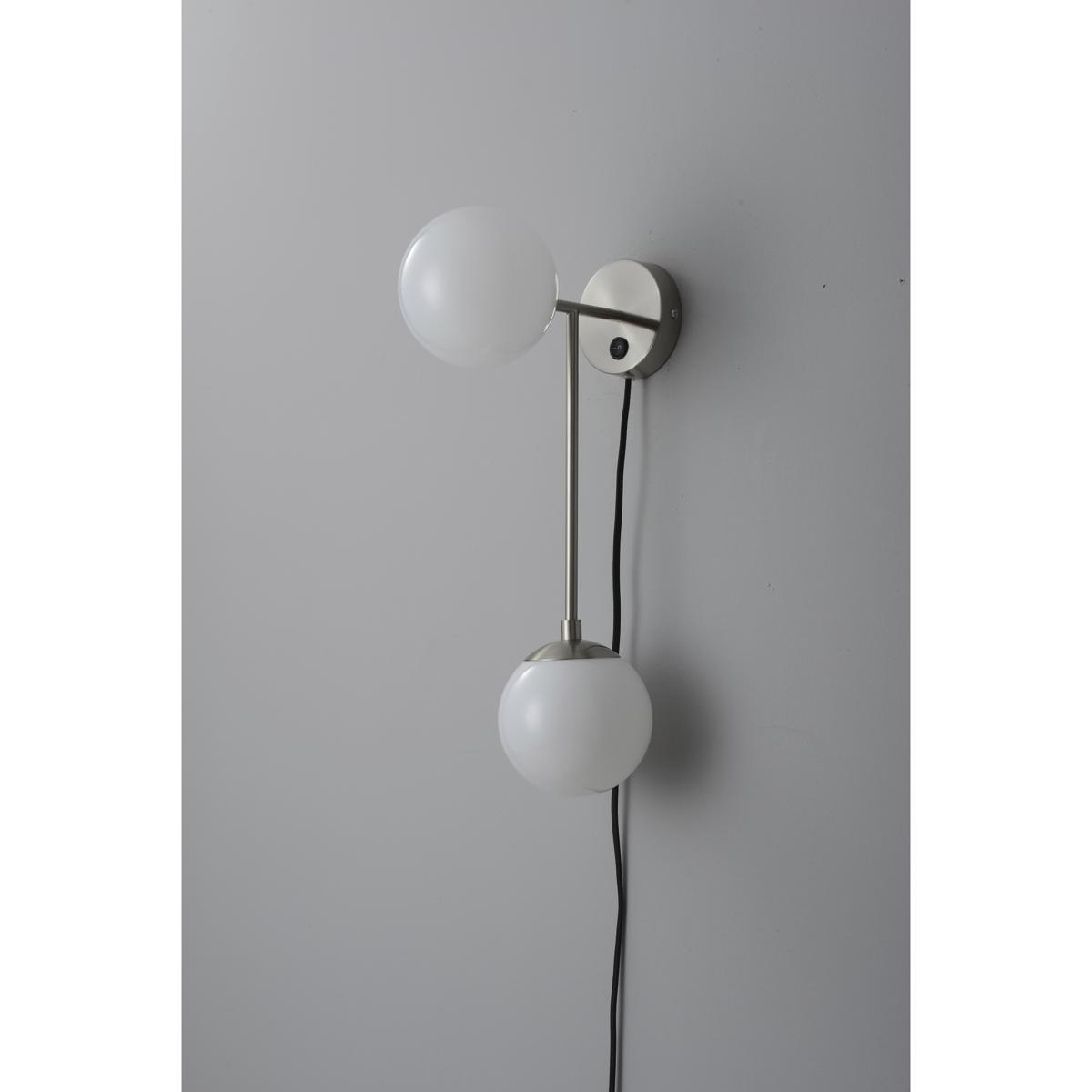 3111604SN Duo Modern Contemporary Wall Sconce with Silver Plug-in & Satin Nickel